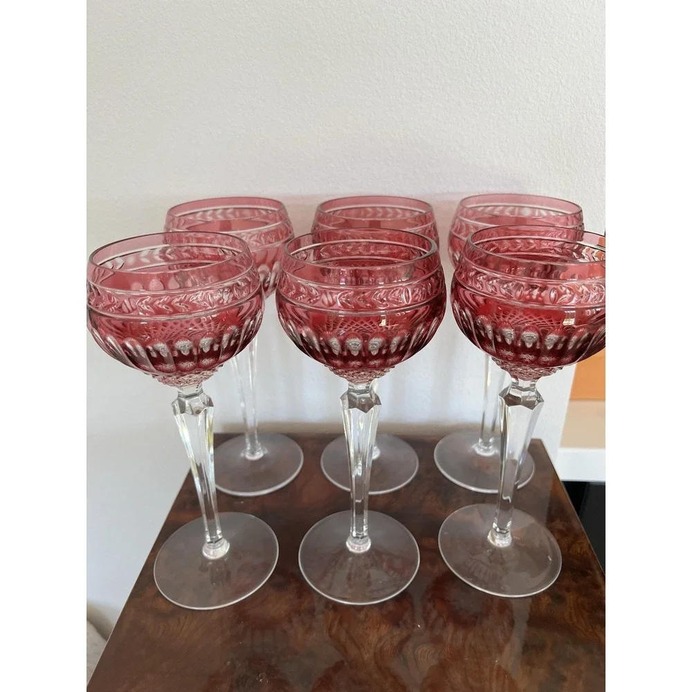 Wedgwood ？English Crown Cased Cranberry Cut To Clear 8 1/4